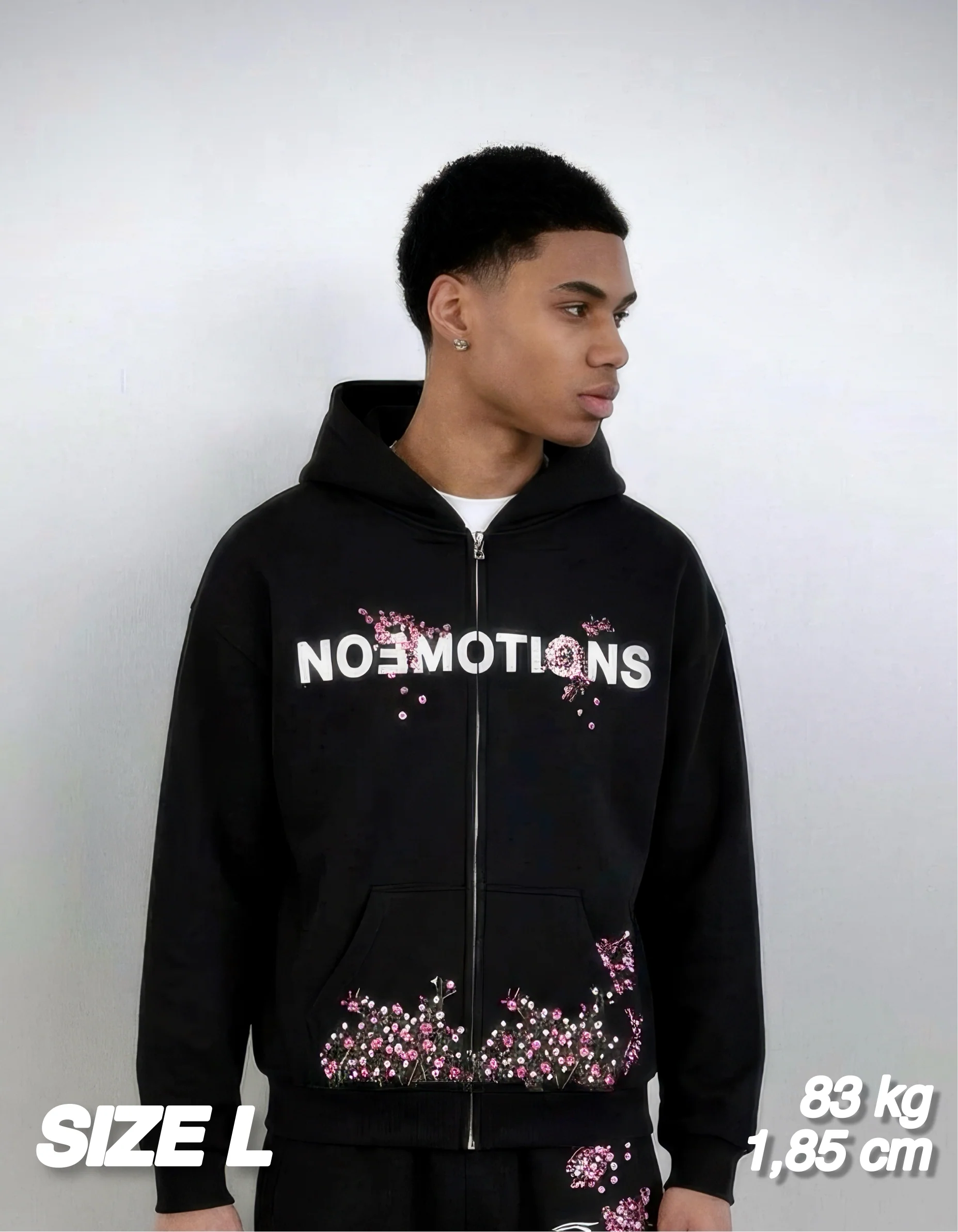 BLOSSOM ZIP HOODIE BLACK - Image 3