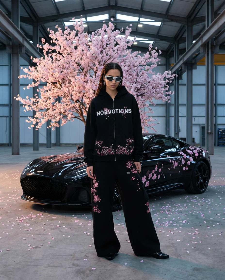 BLOSSOM ZIP HOODIE BLACK - Image 4